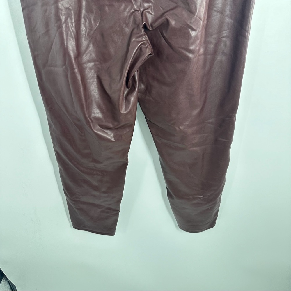 Abercrombie and Fitch Maroon Dark Red Faux Leather Paper Bag Waist Pants - Picture 9 of 9